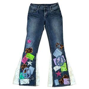 upcycled SILVER bell bottom jeans